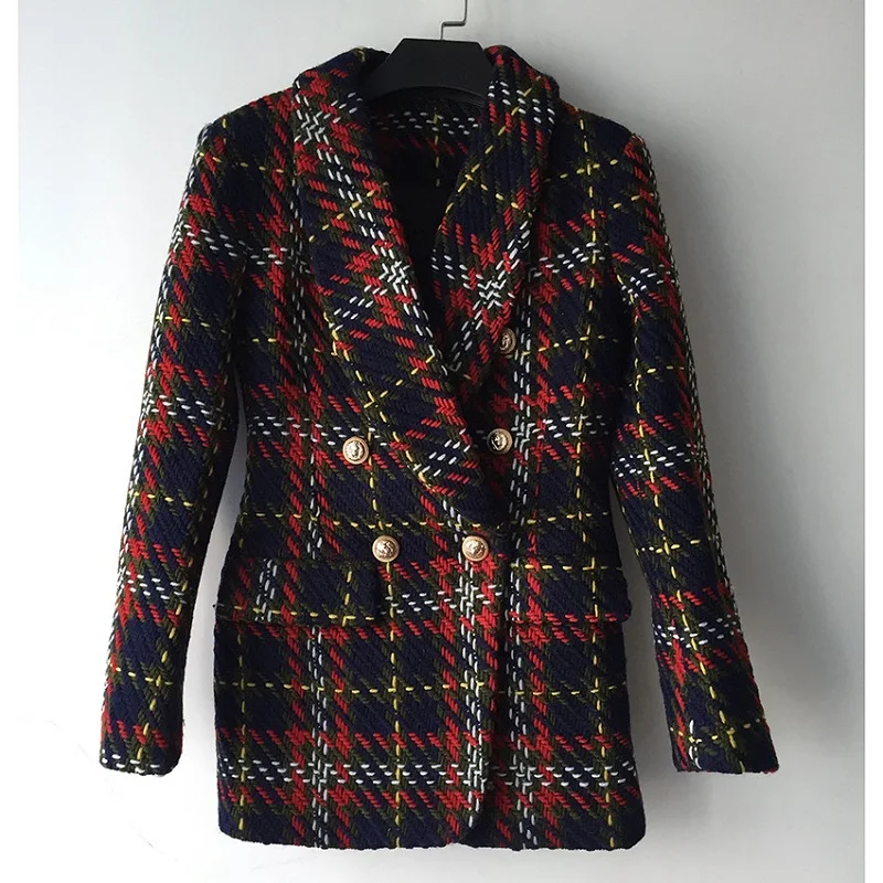 Women Plaid Blazers Of High Quality Ladies Long Sleeve