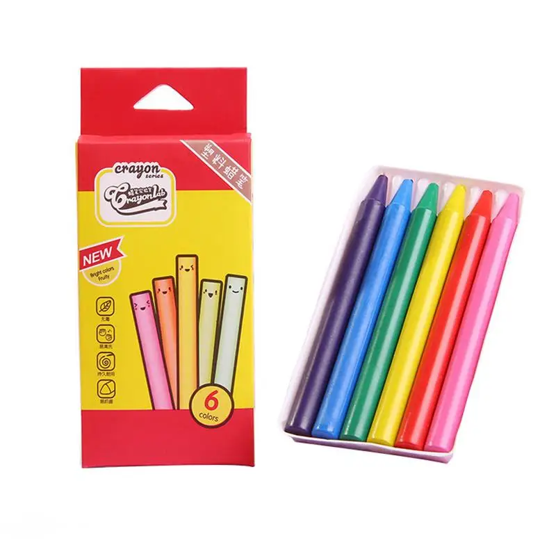 Нетоксичные детские игрушки мелки безопасности Детские мелки детские цветные карандаши рисование подарок стереть Обучающие Детские канцелярские принадлежности 6 цветов