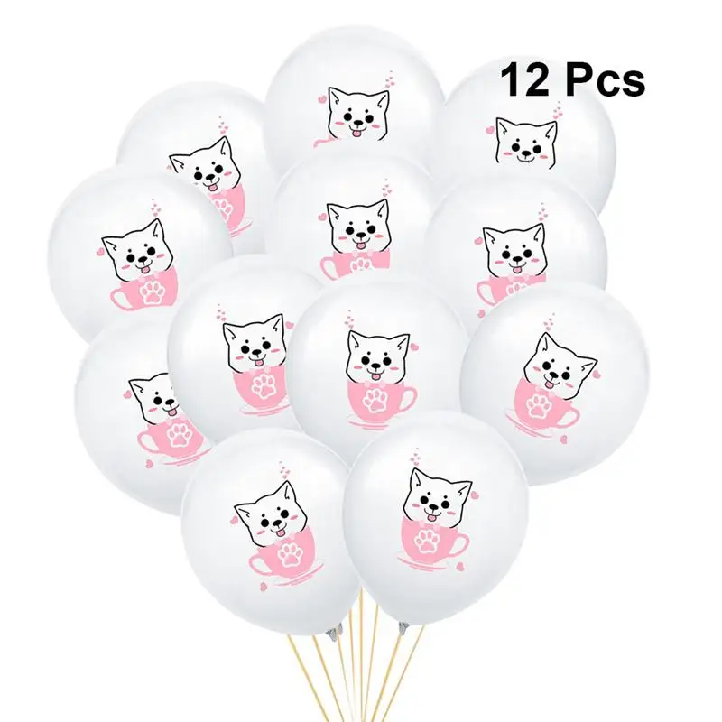 

12Pcs 12 Inch Cute Printing Latex Balloons Teacup Cat Decorative Balloons 2019 graduation Birthday Party Baby Shower Supplies