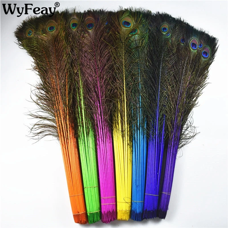 Beautiful 70 80CM/28 32Inch Natural Dyed Peacock Feathers For Crafts
