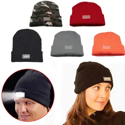 Новинка головной убор со светодиодами года 2018 Camo Beanie Унисекс Вязание шерстяные практические шапки Рыбалка Охота Кемпинг Беговая шапка