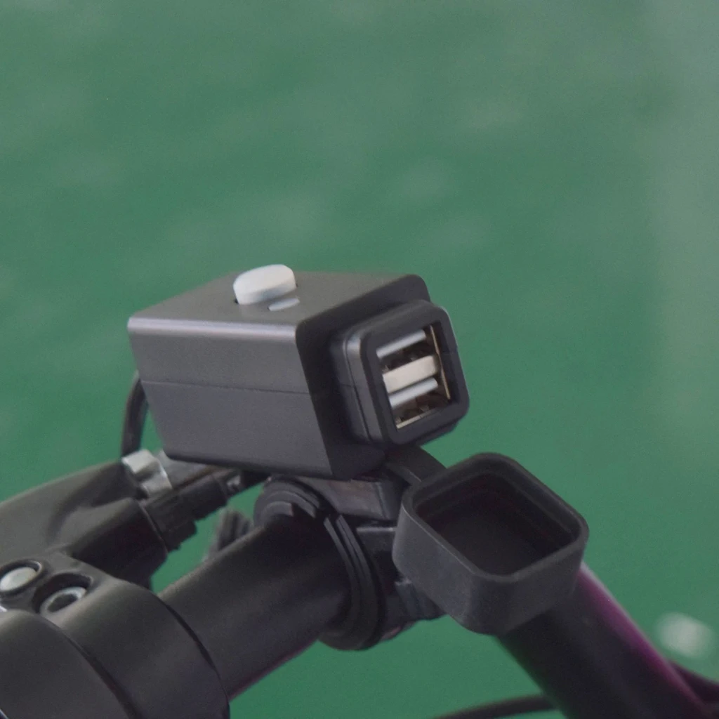 

Motorcycle Dual USB Charger Port Socket With Push Button Switch Waterproof Motorcycle Electronics Accessories