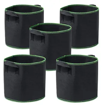 

Grow Bags 5-Pack 7 Gallon Aeration Fabric Pots Container with Aeration Fabric Pots w/Handles
