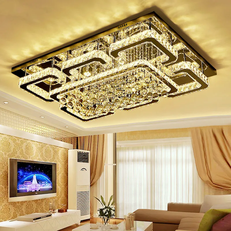 

Modern Dimmable Lustre Chandelier Rectangle Luminaria Led Chandelier K9 Crystal Ceiling Chandelier Lighting Lamparas Fixtures