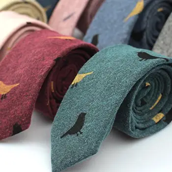 

Men's Ties Collections Birds Leaves Printed Neck Tie Cotton Soft Handmade Neckwear 6cm*145cm Men Accessories Gifts for Men