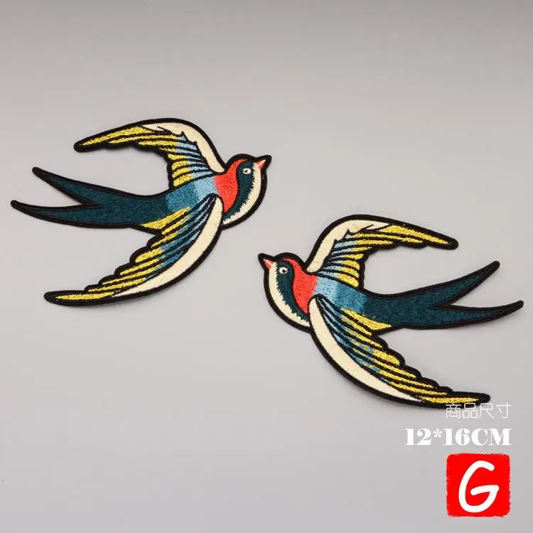 

GUGUTREE embroidery big swallow patches bird patches badges applique patches for clothing DX-34