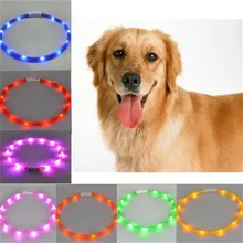 50/70CM Cuttable USB Led Pet Cat Dog Collar Anti Lost Rechargeable Puppy Neck Strap Waterproof Led Flash Point Safety Necklace W