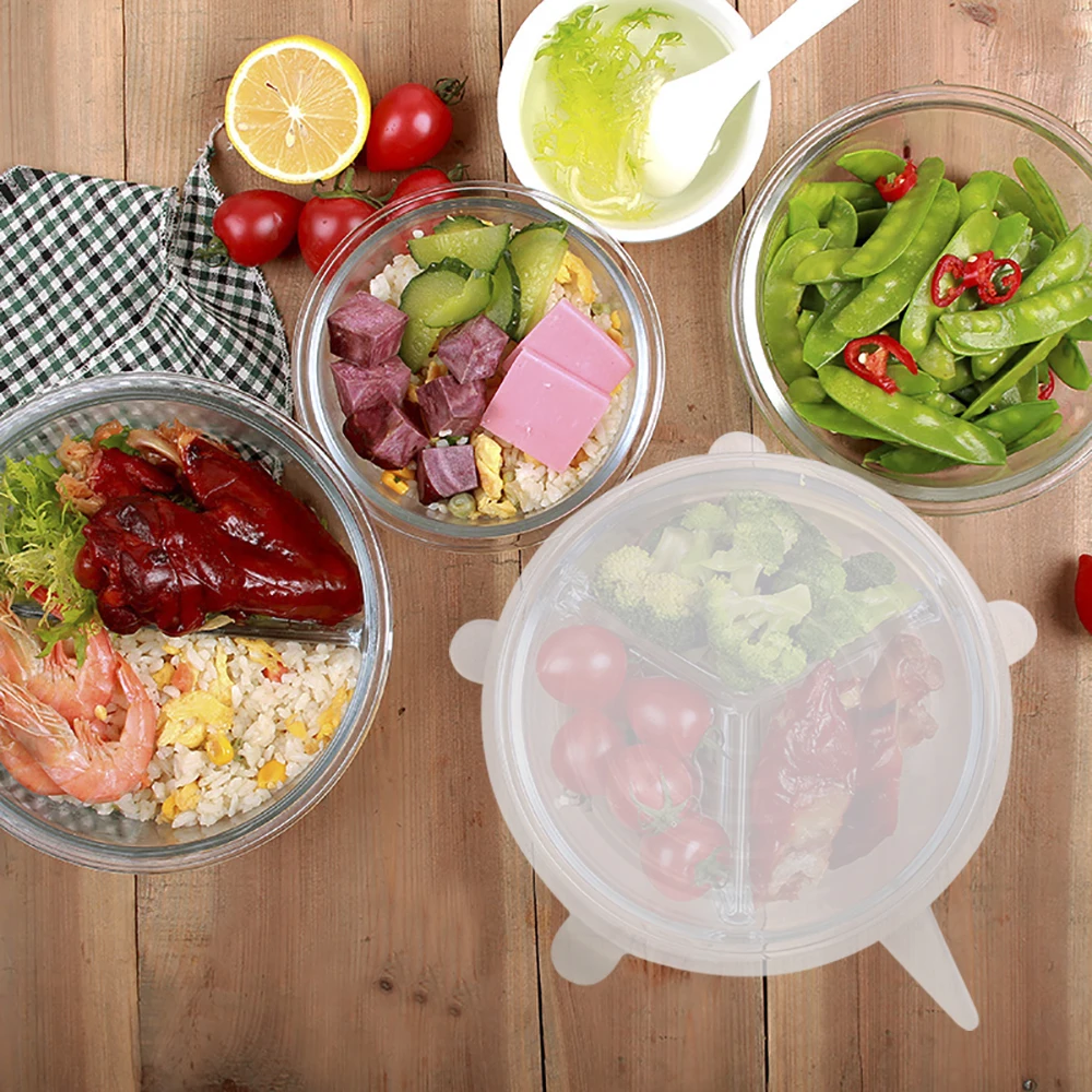 

Gadgets Pan Cover Stretch Lid Cover 6 Pcs/set Spill Stopper Kitchen Tools Cooking Tools Silicone Transparent