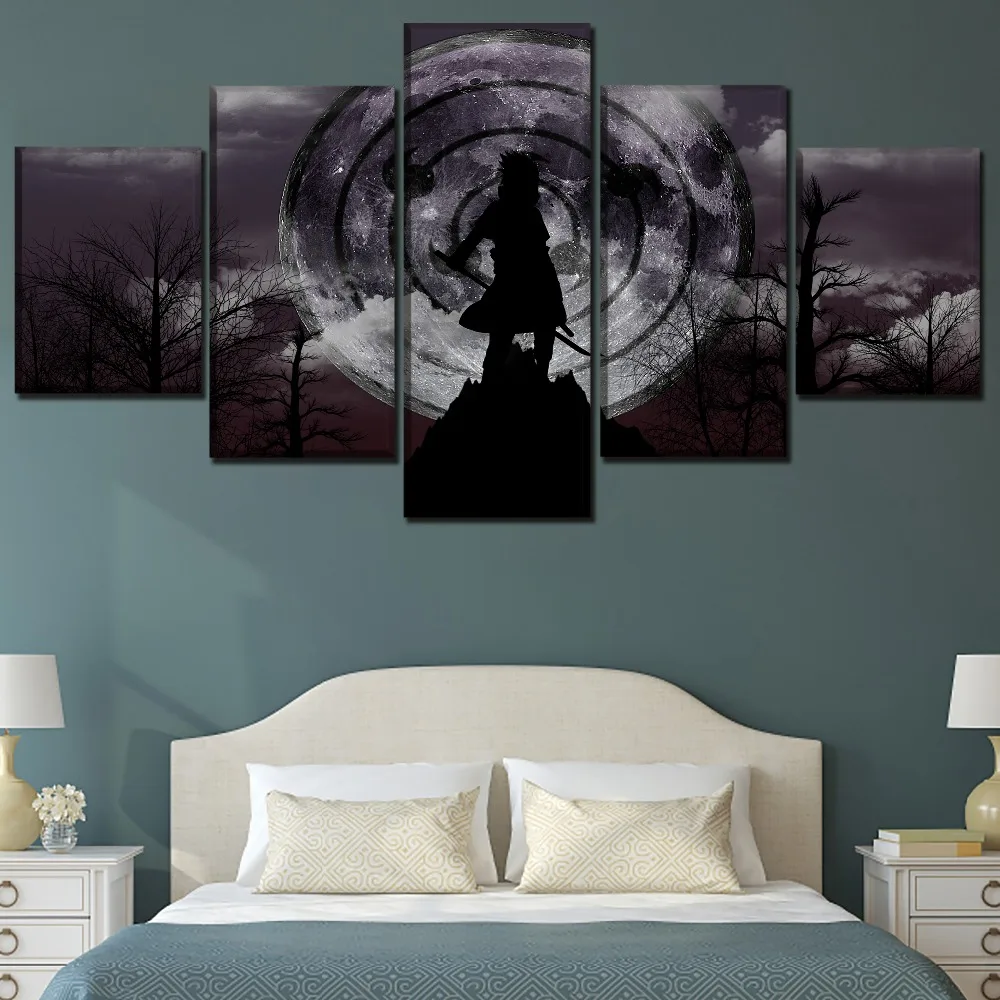 

Modern Artwork Wall Decorative Pictures On Canvas Printing Type Poster 5 Panel Anime Naruto Rinnegan Sasuke Uchiha Painting
