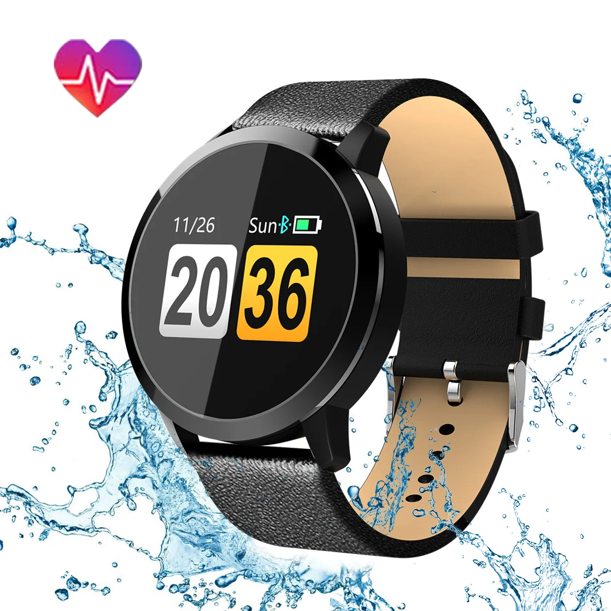 Goede 2018 Hot Koop Newwear Q8 0.95 inch Smart Horloge OLED Kleur Scherm Bloeddruk Hartslag voor Android iOS Mannen vrouwen Horloge