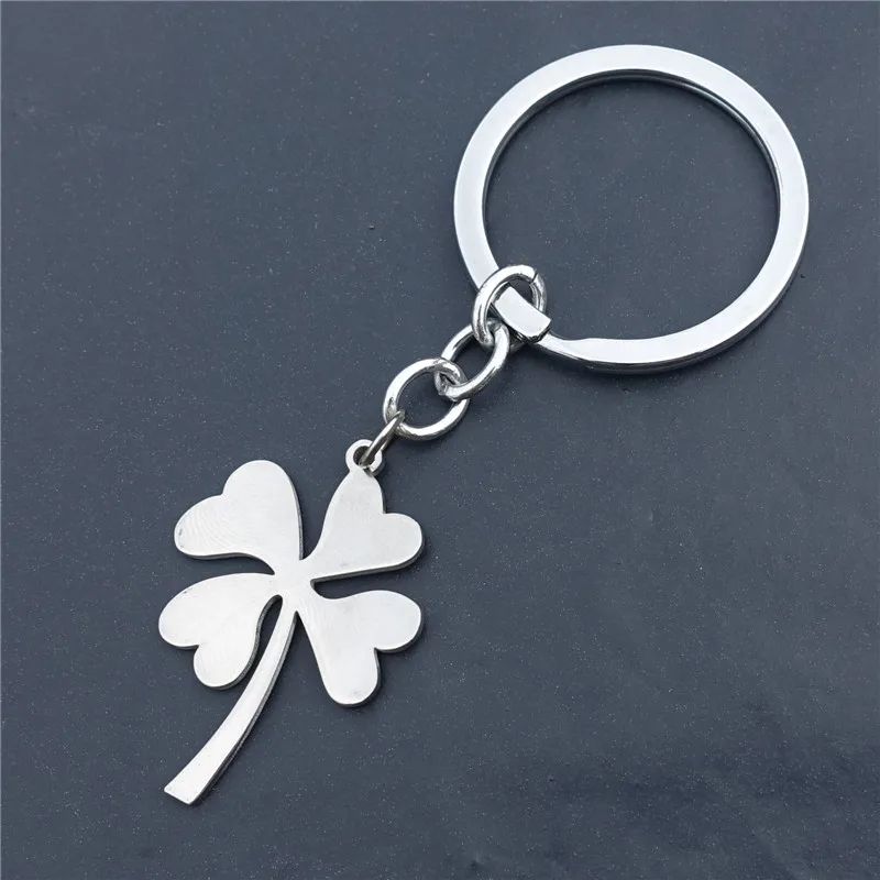 

Fashion 4 Leaf Clover Key ring Stainless Steel Grass Key chains 2.6*10CM Unisex Jewelry