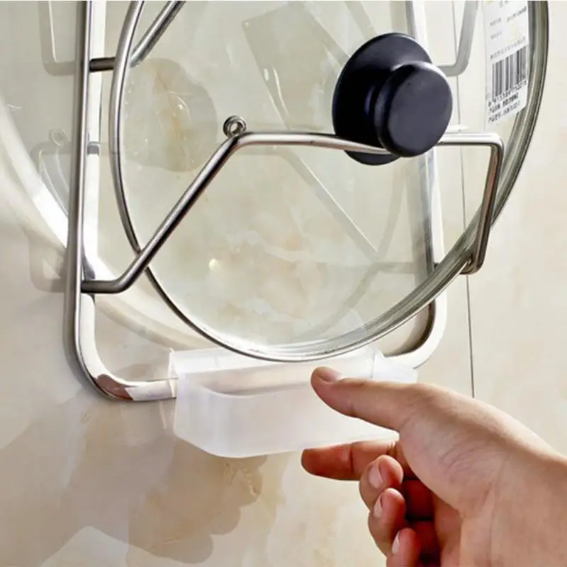 

2019 New Lid Storage Pot Rack Shelf Wall Hanging Hanger Space Aluminum Cover Portable