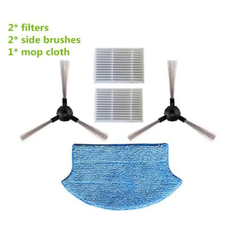 

2Pcs Side Brush & 2Pcs Filter & 1Pc Mopping Cloth Kit Part For Midea VCR15 VCR16