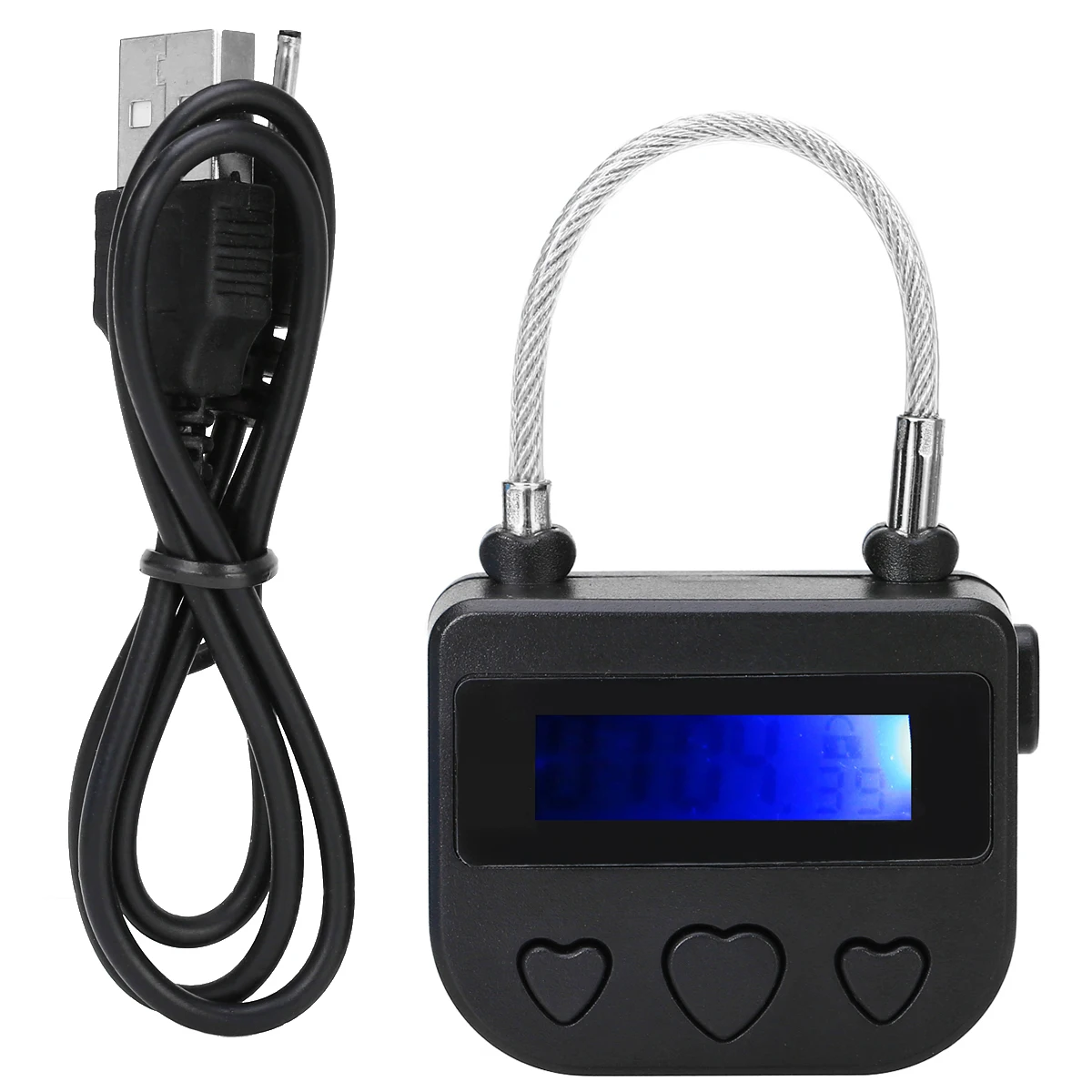 

Home Hardware Safety Lock Black Multipurpose Time Lock Waterproof USB Rechargeable Time Switch Padlock with USB Cable
