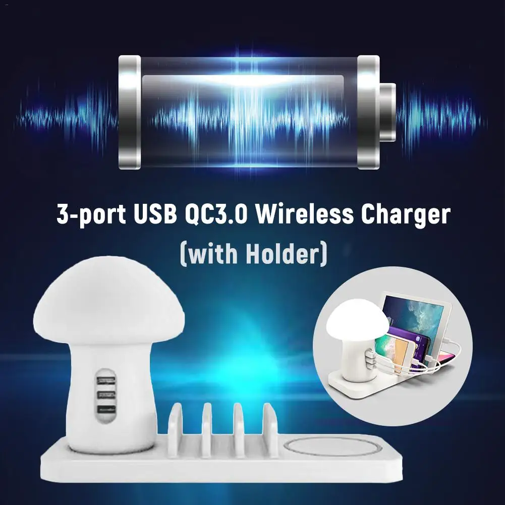 

Wireless / USB Charging Station 3-Port QC3.0 Quick Charging Dock with LED Light for iPhone iPad Xiaomi Samsung Wireless Charger