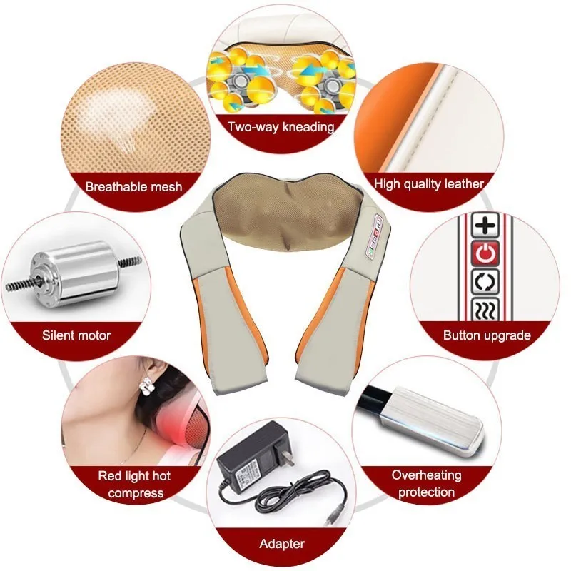 Продажа Электрическая Шея Шиацу роликовый массажер для боли в спине Инфракрасный нагревательный массаж Gua Sha продукт забота о здоровье тела домашни...