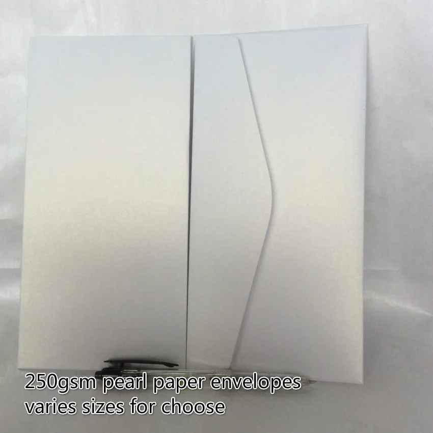 

2018 Postcard Cover 50pcs 13 16/17/19/21/22/23cm Ice White Color 250gsm Pearl Paper Envelopes For Wedding Party Invitation Card