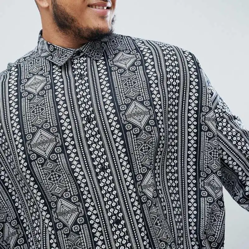 INCERUN 2019 الأزياء عارضة طويلة الأكمام قميص الرجال العرقية نمط طباعة الشاطئ قميص هاواي صيفي الرجال الاستوائية العلامة التجارية قمصان قمم Camisa