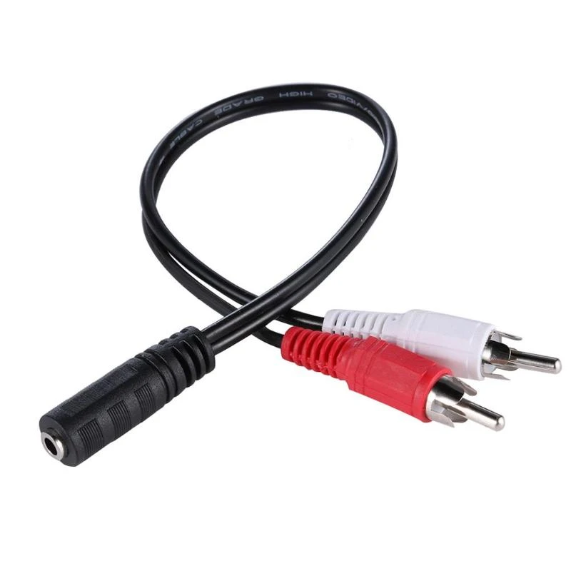 2-RCA Male Plug to 3.5mm Female Aux Audio Headphone Jack Converter Adapter Cable 2-RCA Male Plug to 3.5mm Female Aux Audio Headphone Jack Converter Adapter Cable