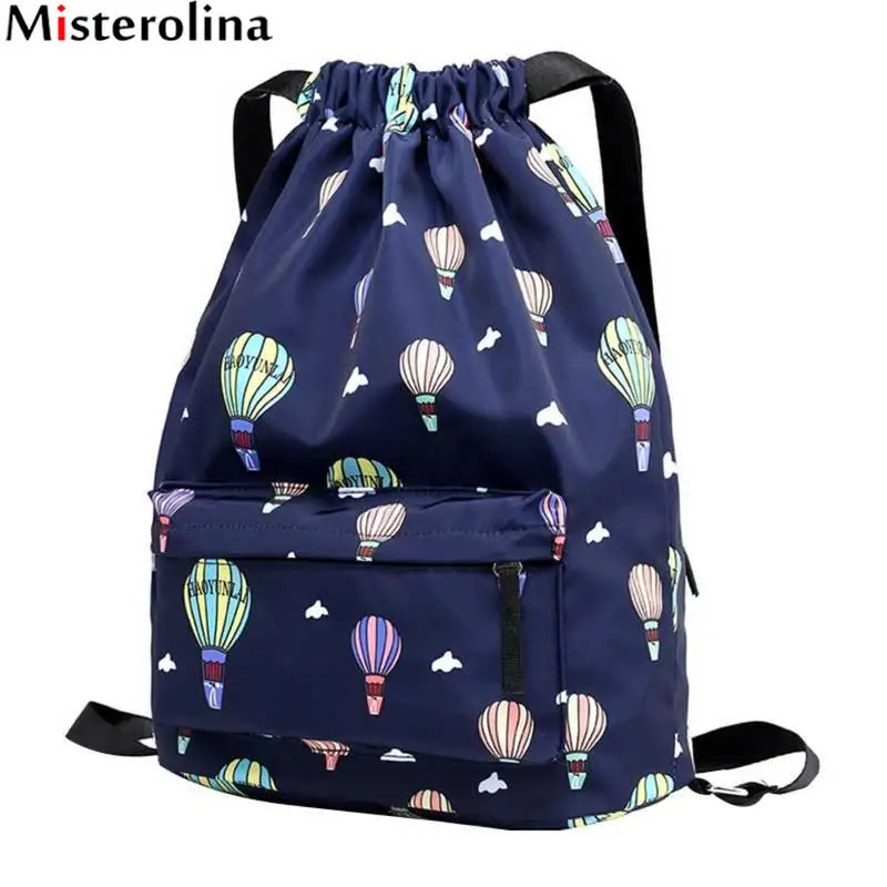

New Bundle Pocket Drawstring Backpack Girl Portable Waterproof Backpack Outdoor Sports Bag Simple Nylon Women Backpack Bag