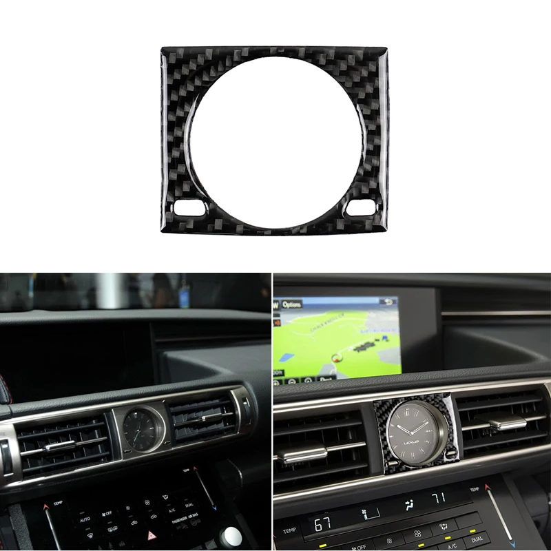 Car Carbon Fiber Dashboard Quartz Clock Watch Cover Trim Fit For Lexus
