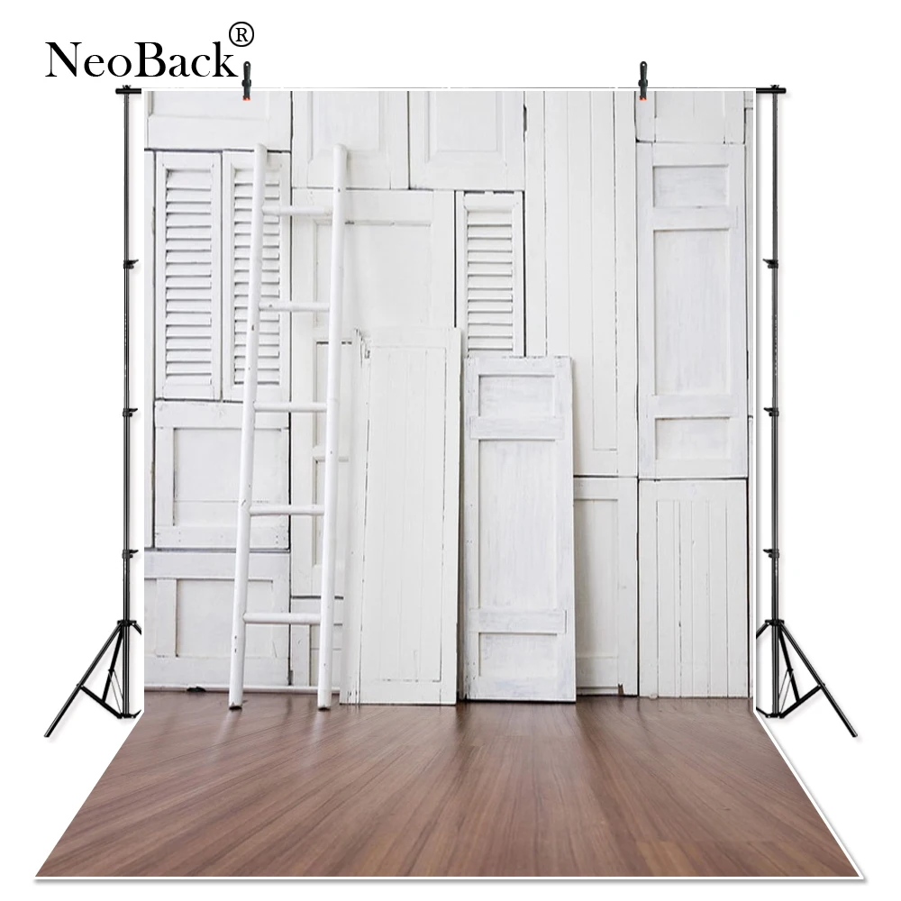 

Thin Vinyl Vintage Wood Shutter Ladder Gates Wood floor Photo Backgrounds Photo Studio Children Kids Portrait Photo Backdrops