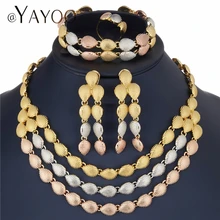 AYAYOO свадебные комплекты ювелирных изделий Индийский Золотой цвет кристалл свадебные комплекты ювелирных изделий для женщин Африканский роскошный большой комплект ювелирных изделий «Дубай»