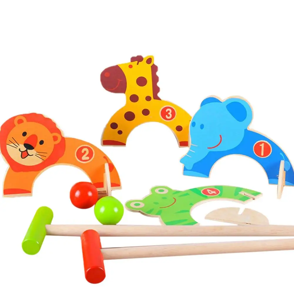 

Wooden Children Animals Golf Toy Early Educational Game Gateball Croquet Ball Mini Golf Mold Outdoor Sports Toy