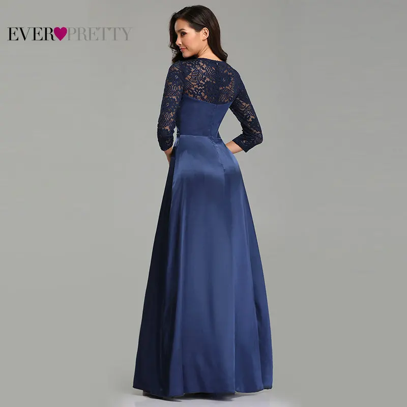 Robe De Soiree Ever Pretty EZ07720 Navy Blue A-line Lace Half Sleeve Satin Evening Dresses Long Elegant Wedding Guest Gowns Robe De Soiree Ever Pretty EZ07720 Navy Blue A-line Lace Half Sleeve Satin Evening Dresses Long Elegant Wedding Guest Gowns