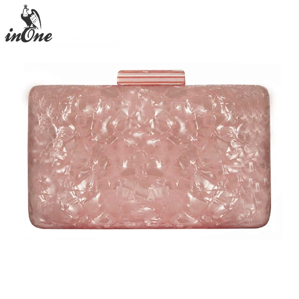 

INONE Solid Pink Pearls Lustre Wedding Bridal Party Evening Bag Acrylic Clutch Shoulder Crossbody Bags for Women 2019 Box Purse