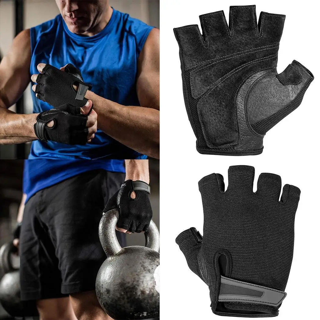 Для мужчин Велоспорт гребли Тяжелая атлетика мощное сцепление Черный Половина Finger взрослых Спортивная пара перчатки спортивные