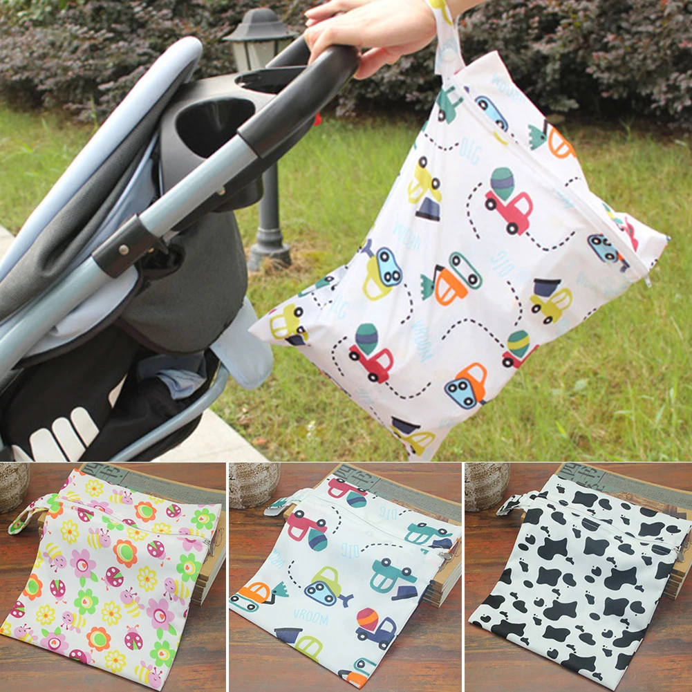 

1PC Reusable Waterproof Fashion Prints Wet Dry Diaper Bag Cloth Baby Nappy Bag