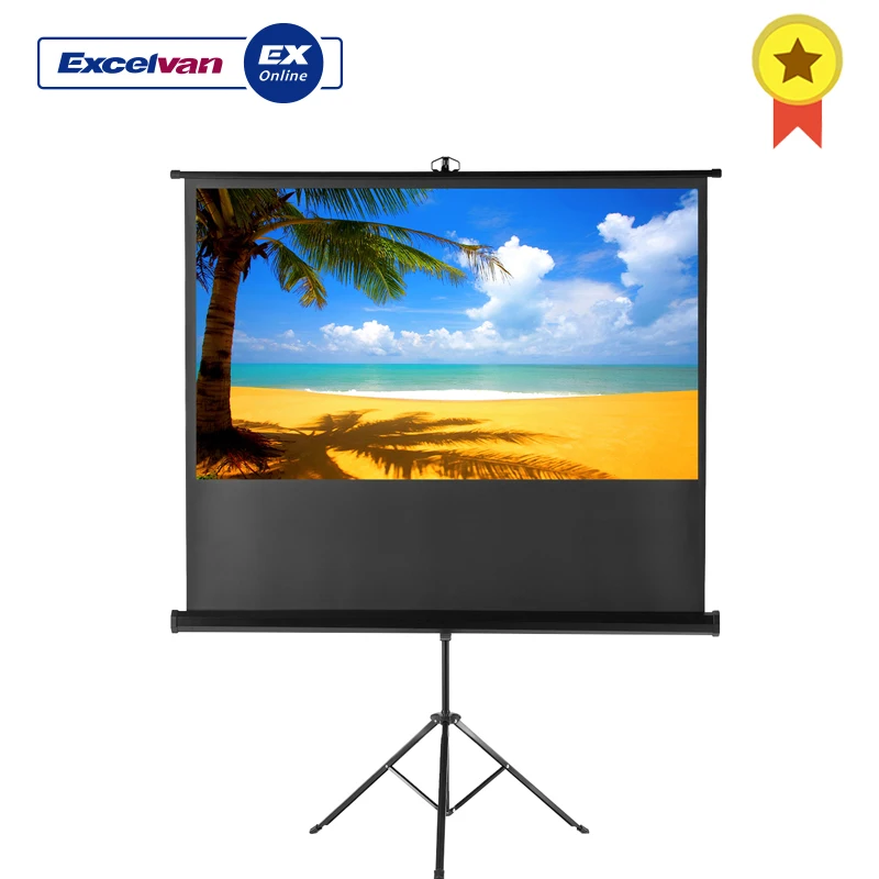 

Excelvan 100" Diagonal 16:9 Aspect Ratio 1.1 Gain Portable Pull Up Projector Screen For HD Movies Projection+Stable Stand Tripod