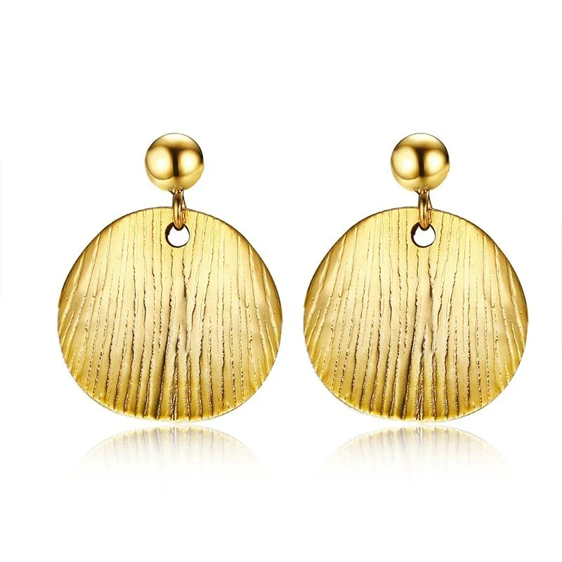 

Golden Earrings for Women Disc Earrings Stainless Steel Dangle Earrings Cool Jewelry