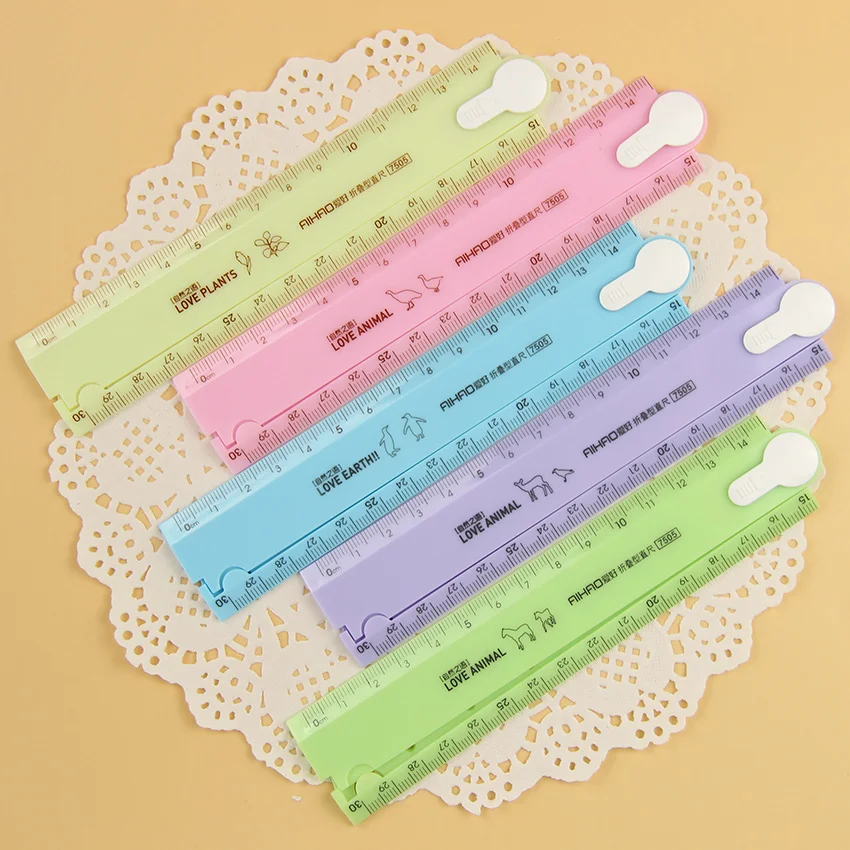 

1 PC 30cm w19n Stationery w54 w41 PVC Folding w51 Kids Student Supply School Creative Cute Ruler