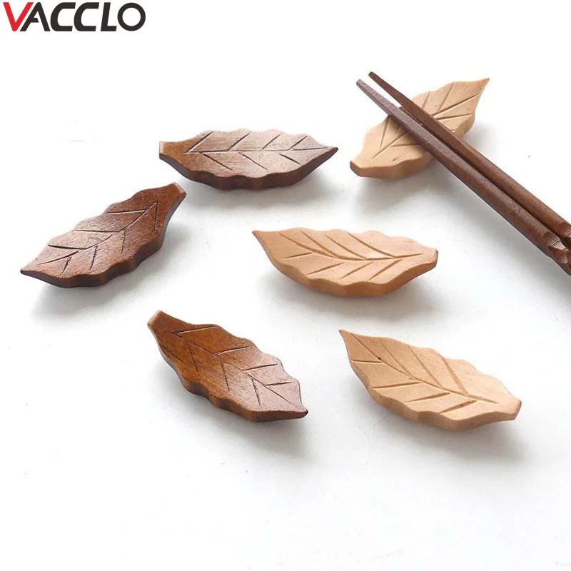 

Vacclo 1pc Japanese Style Art Craft wood Stand Chopsticks Holder Leaf Shape Chopsticks Rest Rack Art Craft Chopsticks Holder