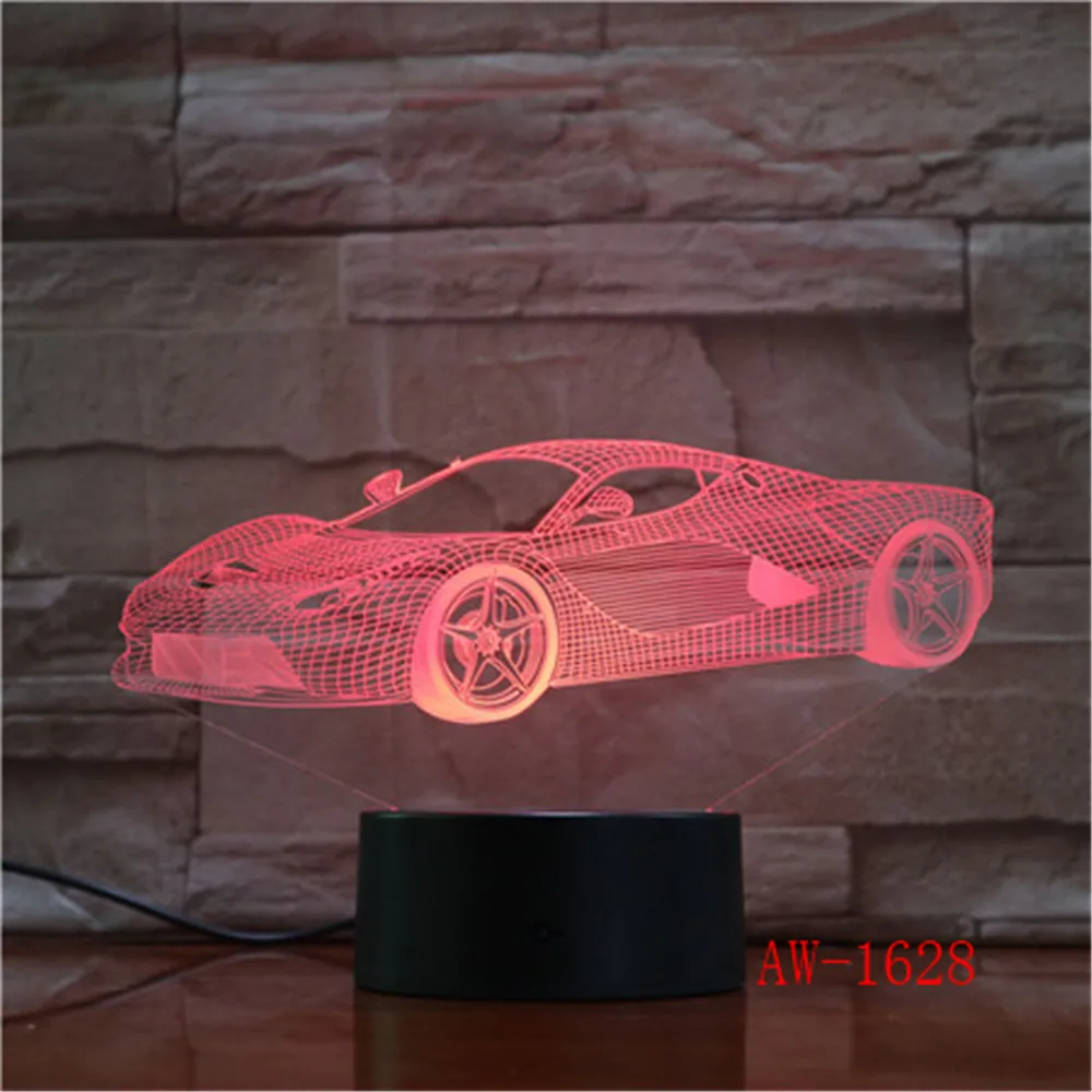Современный Супер спортивный автомобиль 3D 7 цветов лампа визуальные