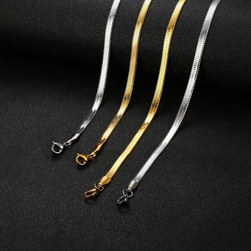 

Vnox 4mm Snake Chain Choker Necklaces for Women Gold and Silver Tone Stainless Steel collar femenino Length Adjustable