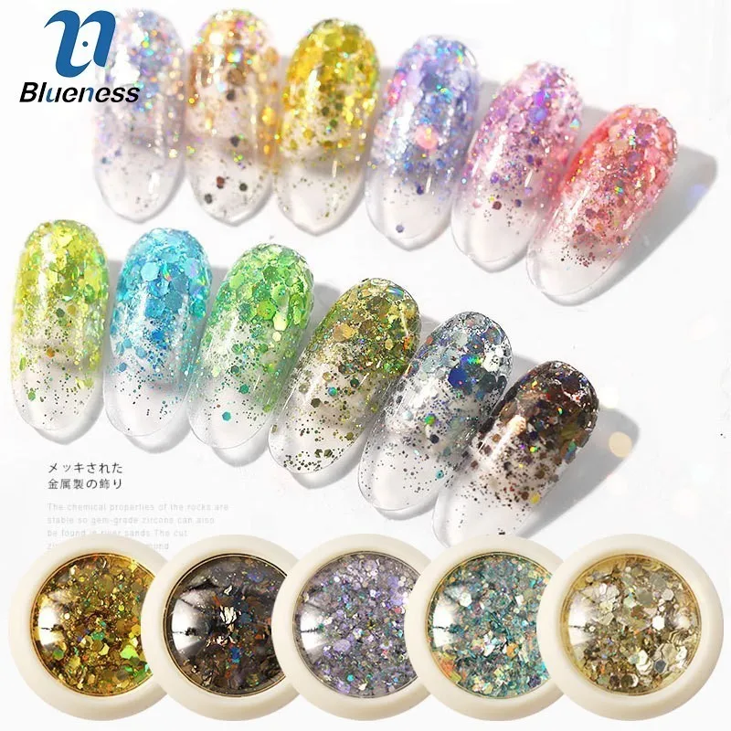 Blueness 6 цветов/набор цветной глиттер для дизайна ногтей украшение для ногтей блестки смешанные Блестки для ногтей Акриловые Блестки для ногтей JH753