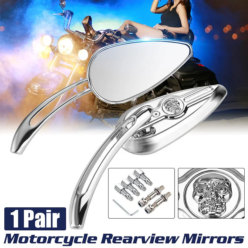 

Motorcycle Skull Rear Side Mirror Rearview Mirrors For Harley Davidson Road King Road Glide Electra Glide Sportster Street Glide