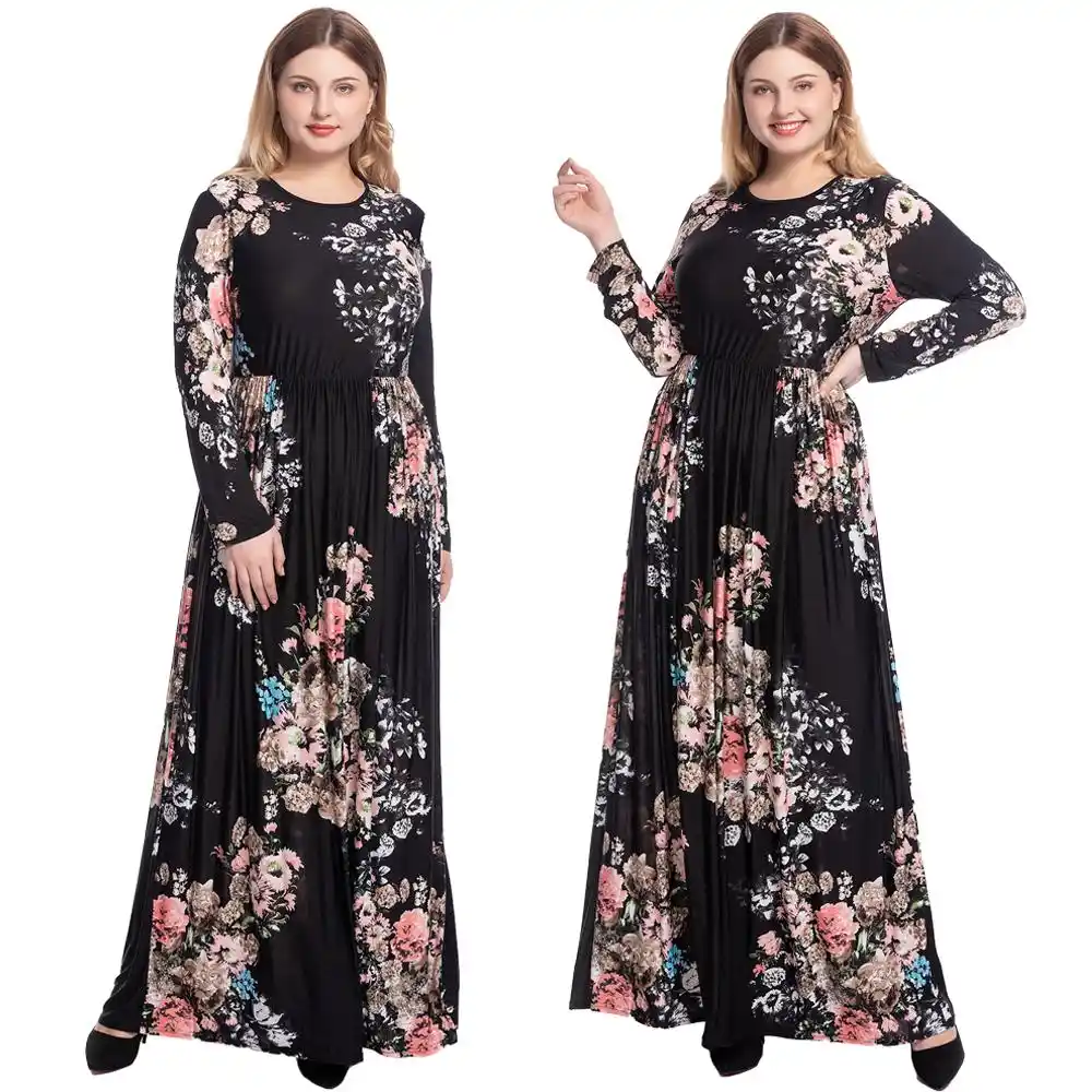 vestido longo manga comprida plus size