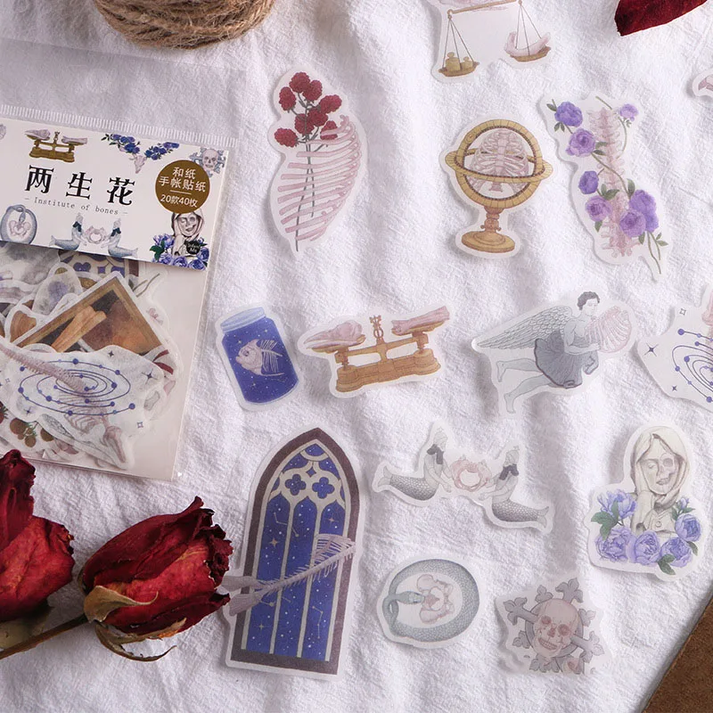 

Vintage Flowers Stickers Watercolor Diamond Crystal Animals Washi Paper Stickers Scrapbooking Diary Diy Albums Decorations