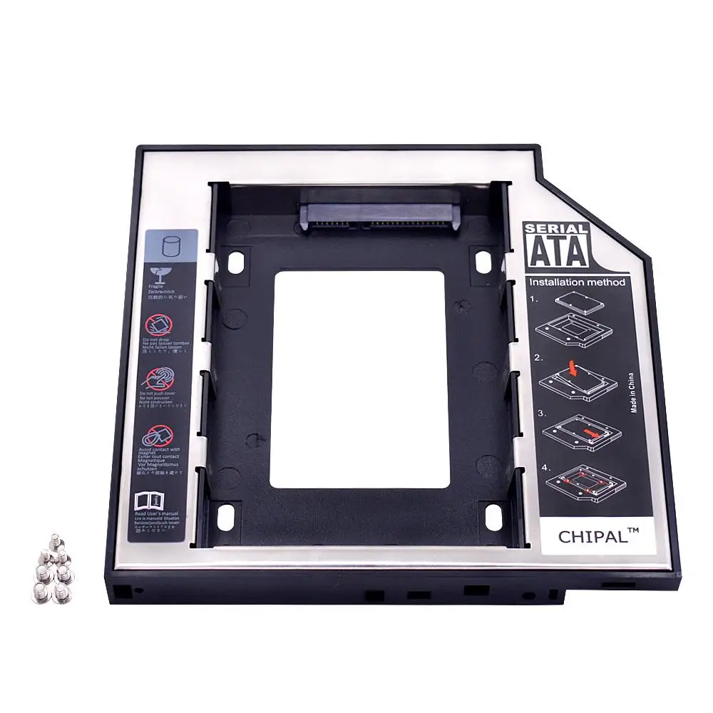 

Second 2nd HDD Caddy 12.7mm 2.5" SATA 3.0 SSD Case Hard Drive Enclosure Adapter + LED for Laptop CD-ROM DVD ROM Optibay