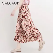 GALCAUR/Весенняя юбка миди с принтом, Женская свободная плиссированная длинная юбка с высокой талией, женская одежда, повседневная корейская мода, новинка