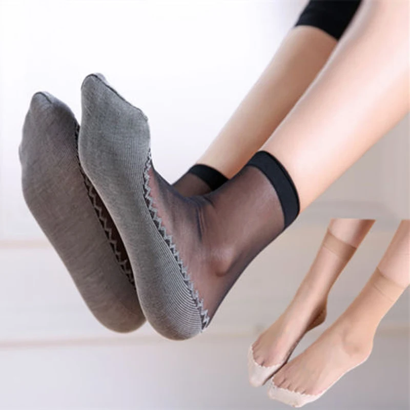 

Hot Summer Women Socks Ultra-thin Elastic Silky Short Silk Lady Ankle Socks Transparent Medias De Mujer Plus Size