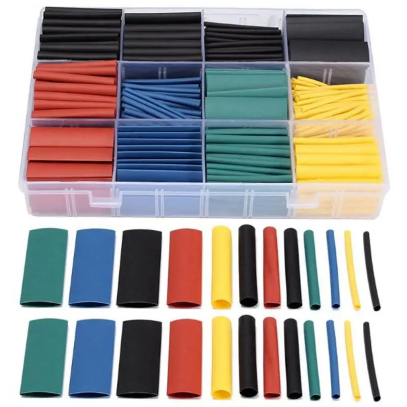 

530pcs/set Heat Shrink Tubing Insulation Shrinkable Tube Assortment Electronic Polyolefin Ratio 2:1 Wrap Wire Cable Sleeve Kit