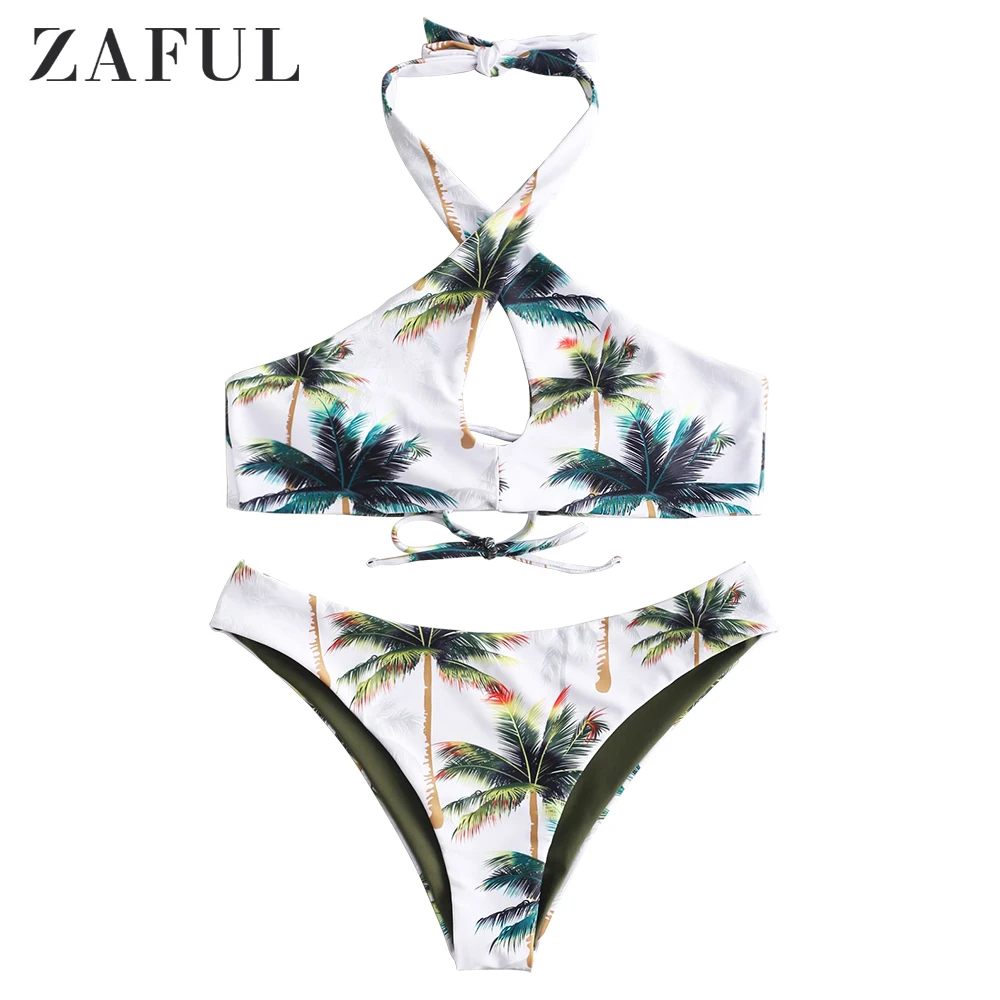 Женский купальник бикини ZAFUL с цветочным принтом и пуш апом|Купальники |