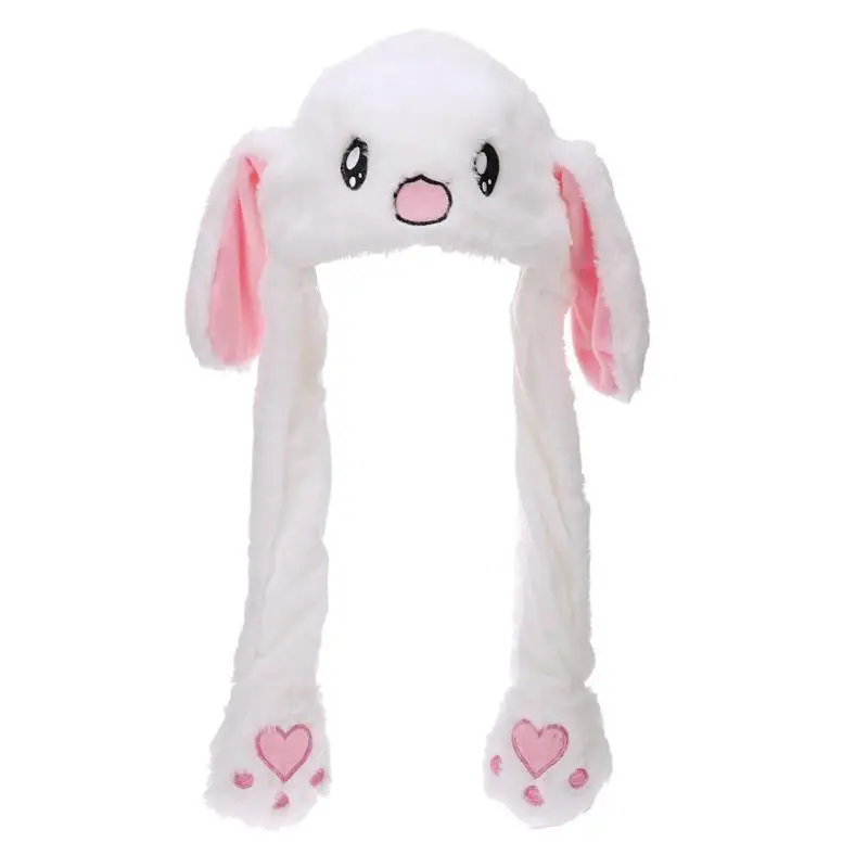 

Lovely Baby Kids Cartoon Plush cap Moving Ears Rabbit Hats Toys Funny Adults Pinching Soft Animals Shape Hat Children Gifts