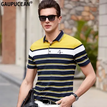 

95% Cotton 5% Spandex Men Short Sleeve Polo Shirt Asian Sizes Male Anti-pilling Quality Fashion Embroidery Stripe Man Polo-shirt