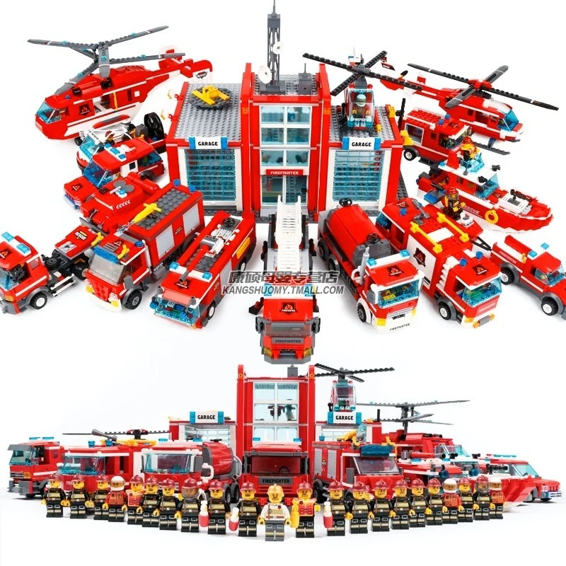 

Fire Blocks Series Fire Station Car Helicopter Building Blocks Educational Bricks Toy Blocks City Fire